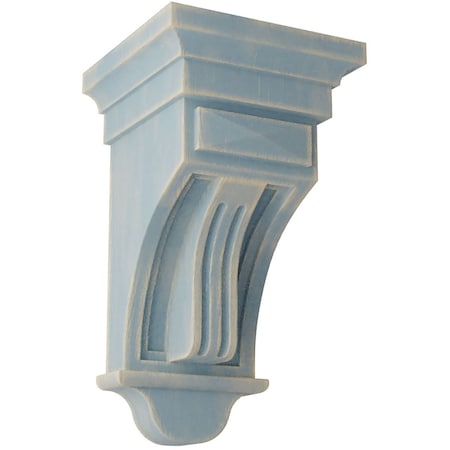 Ekena Millwork 5 1/2"W x 5 1/2"D x 10"H Raised Fluting Wood Vintage Decor Corbel, Driftwood Blue CORWD05X05X10RABU